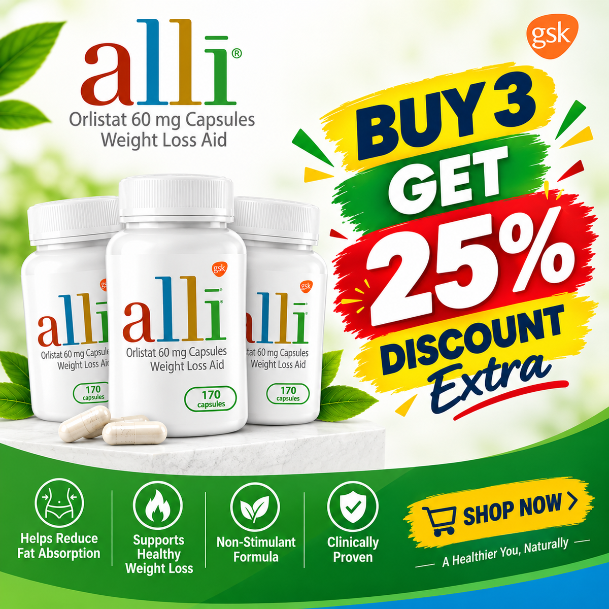 alli Orlistat 60 mg Weight Loss Capsules – 170 Count