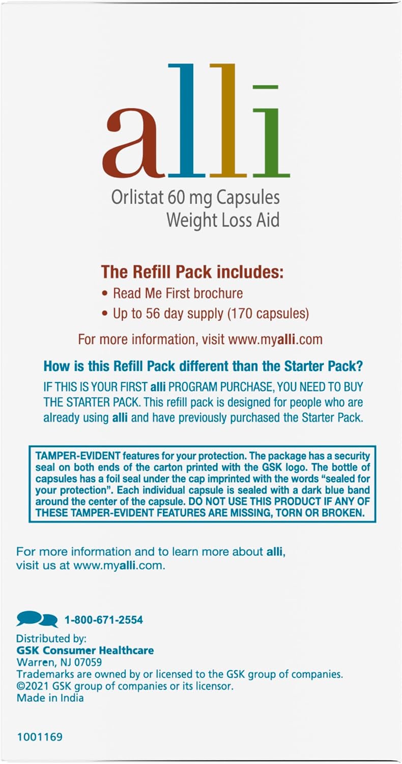 alli Orlistat 60 mg Weight Loss Capsules – 170 Count Pack of 2