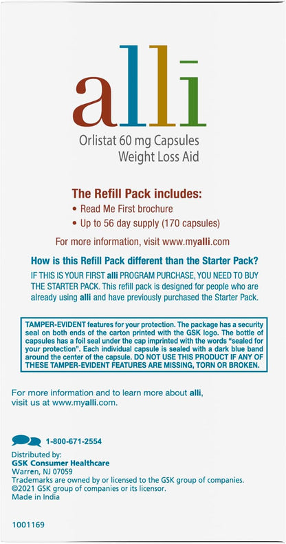 alli Orlistat 60 mg Weight Loss Capsules – 170 Count Pack of 3